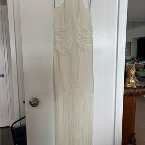 Hervé Leger Cream Fringe Dress